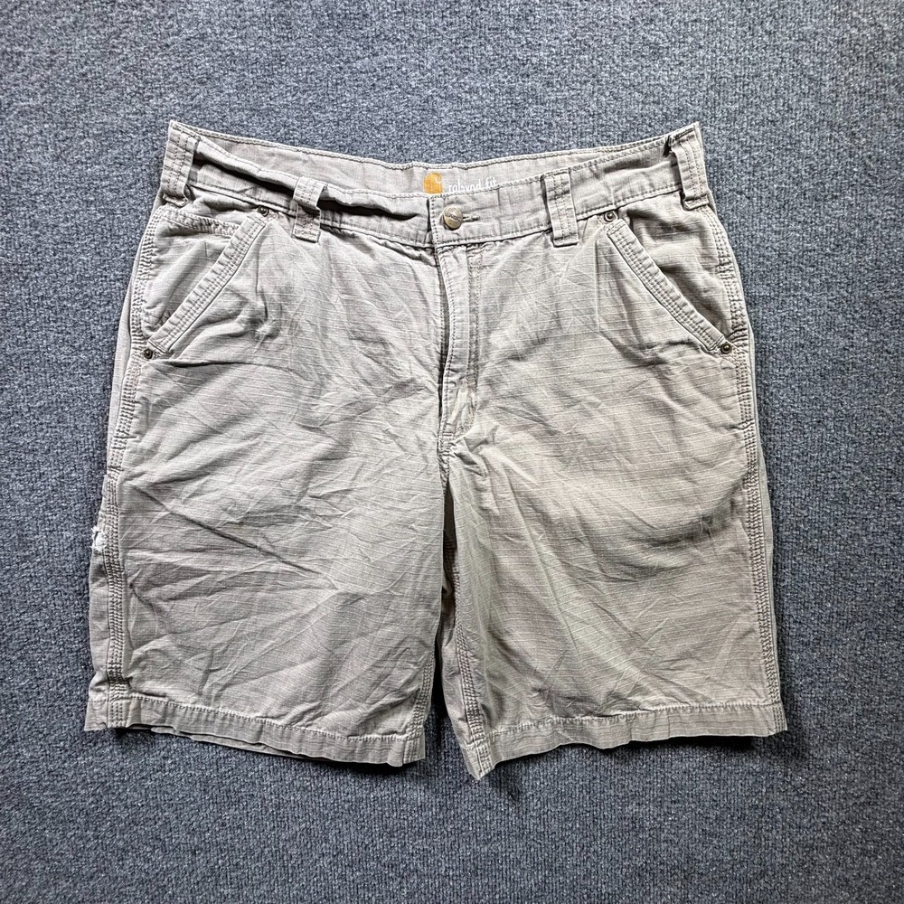 Carhartt Tacoma Ripstop Shorts Men's 34 Beige 9" Inseam Flat Front Relaxed Fit